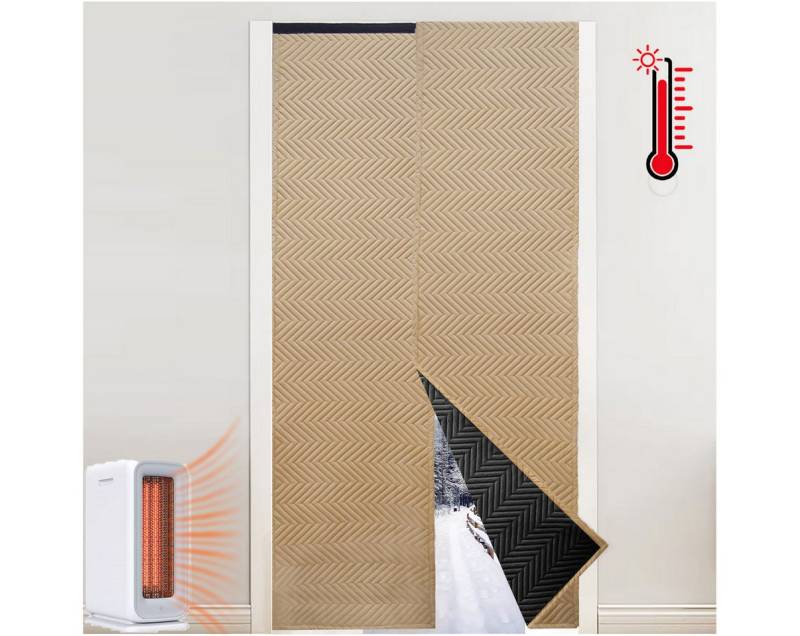 Jibenhome Türvorhang Türvorhang Blickdicht Thermo Gardinen mit Magisches Klebeband, Kälteschut Wärmeisolierend für Schlafzimmer, Tür Schrank Vorhang von Jibenhome