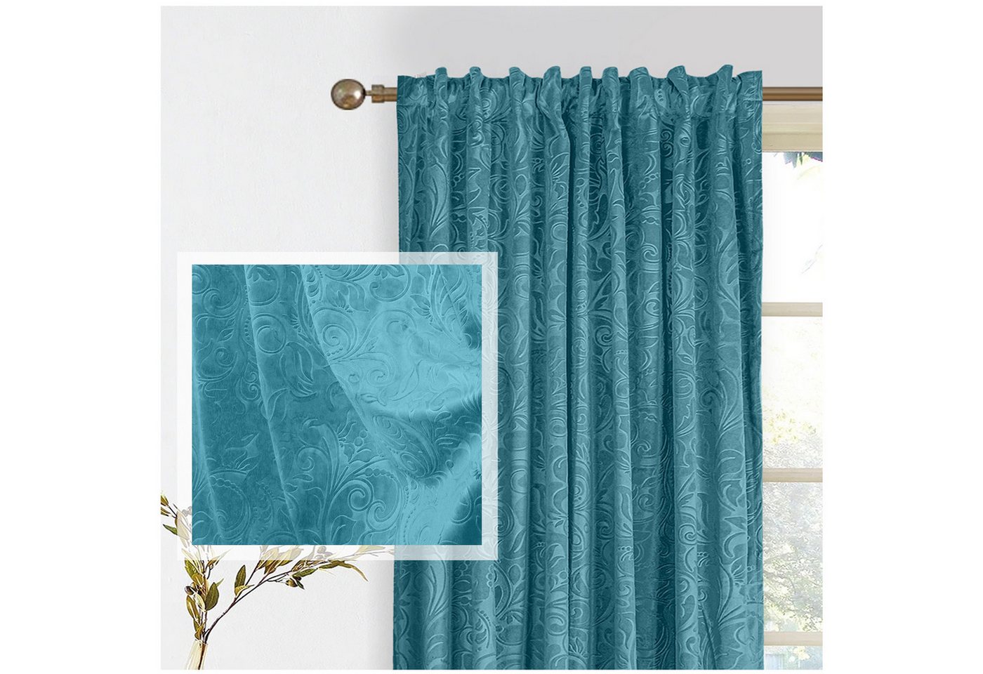 Jibenhome Verdunkelungsvorhang Samt Gardine 2er-Set, Blickdicht Vorhänge Blumen Multifunktionsband, Scheibengardine für Deko Wohnzimmer Schlafzimmer Jibenhome Verdunkelungsvorhang Samt Gardine 2er-Set, Blickdicht Vorhänge Blumen Multifunktionsband, Scheibengardine für Deko Wohnzimmer Schlafzimmer von Jibenhome