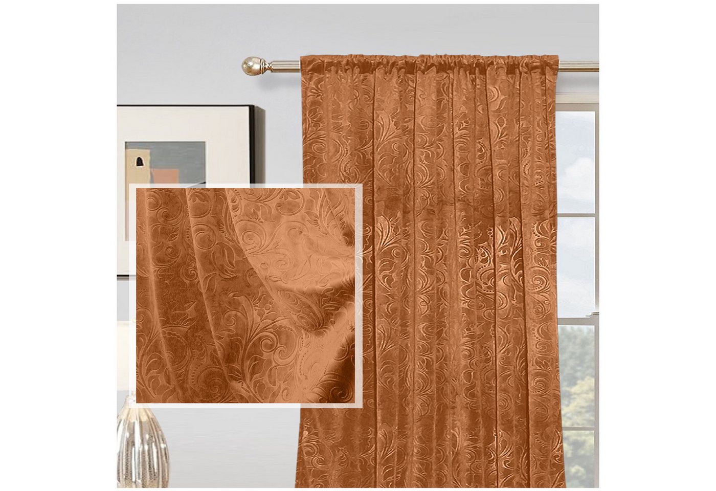 Jibenhome Verdunkelungsvorhang Samt Gardine 2er-Set, Blickdicht Vorhänge Blumen Multifunktionsband, Scheibengardine für Deko Wohnzimmer Schlafzimmer Jibenhome Verdunkelungsvorhang Samt Gardine 2er-Set, Blickdicht Vorhänge Blumen Multifunktionsband, Scheibengardine für Deko Wohnzimmer Schlafzimmer von Jibenhome