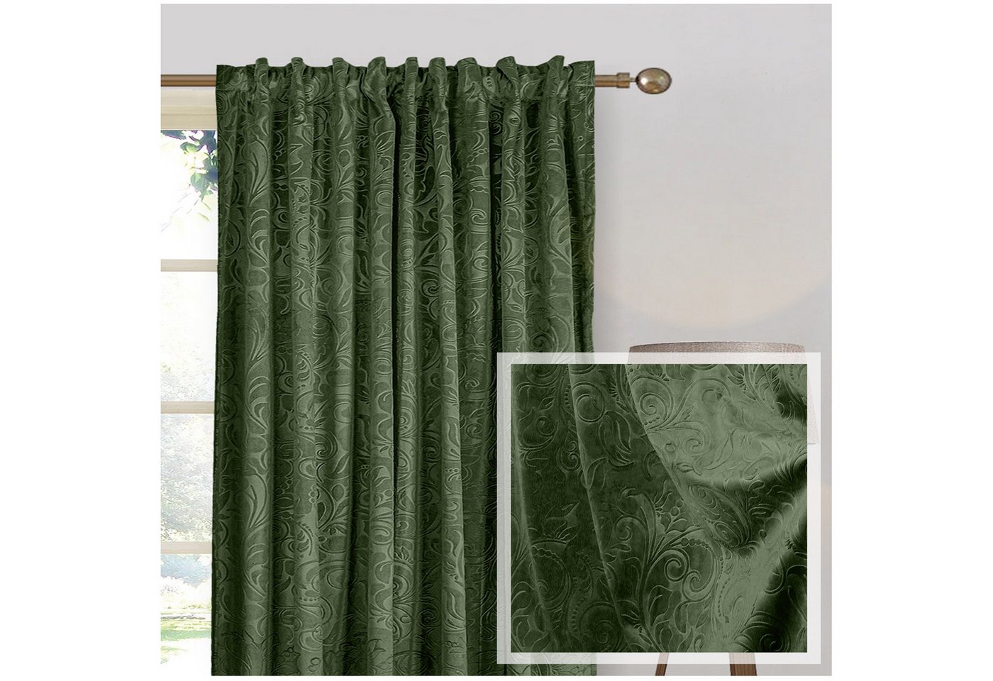 Jibenhome Verdunkelungsvorhang Samt Gardine 2er-Set, Blickdicht Vorhänge Blumen Multifunktionsband, Scheibengardine für Deko Wohnzimmer Schlafzimmer von Jibenhome
