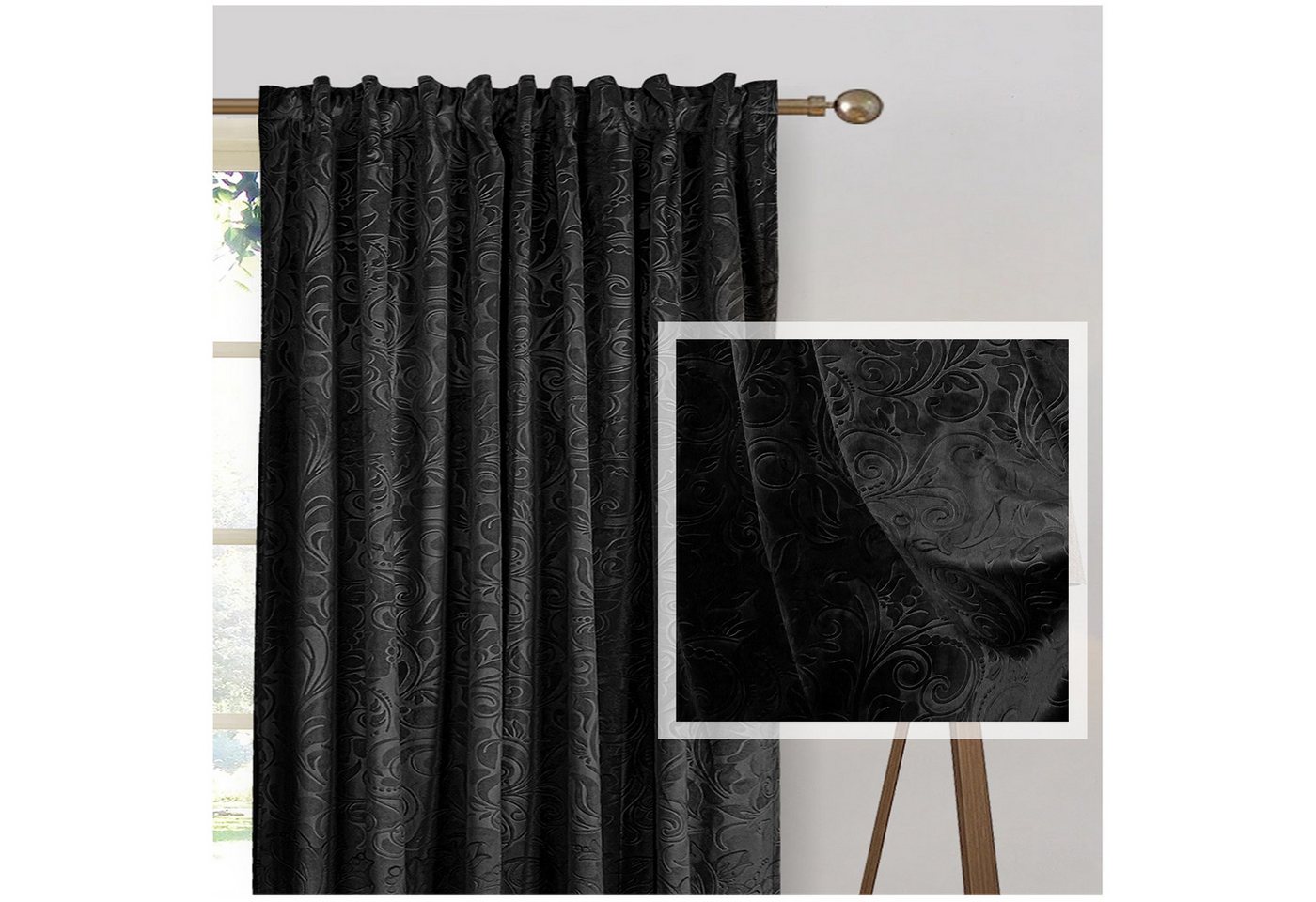 Jibenhome Verdunkelungsvorhang Samt Gardine 2er-Set, Blickdicht Vorhänge Blumen Multifunktionsband, Scheibengardine für Deko Wohnzimmer Schlafzimmer Jibenhome Verdunkelungsvorhang Samt Gardine 2er-Set, Blickdicht Vorhänge Blumen Multifunktionsband, Scheibengardine für Deko Wohnzimmer Schlafzimmer von Jibenhome