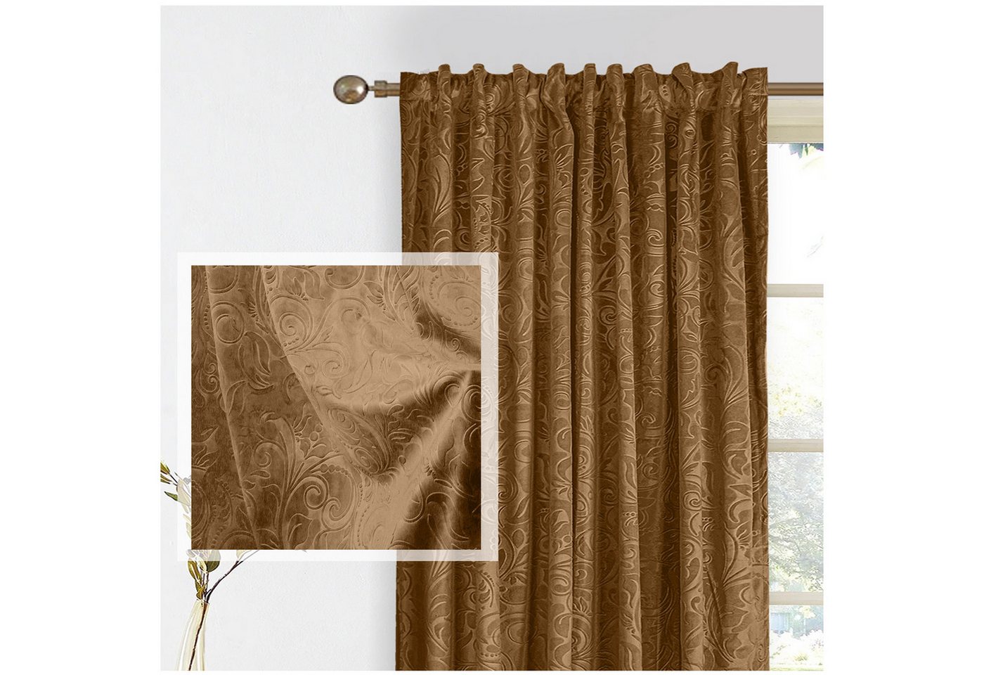 Jibenhome Verdunkelungsvorhang Samt Gardine 2er-Set, Blickdicht Vorhänge Blumen Multifunktionsband, Scheibengardine für Deko Wohnzimmer Schlafzimmer Jibenhome Verdunkelungsvorhang Samt Gardine 2er-Set, Blickdicht Vorhänge Blumen Multifunktionsband, Scheibengardine für Deko Wohnzimmer Schlafzimmer von Jibenhome