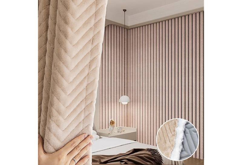 Jibenhome Schiebegardine Thermovorhang Verdunkelungsvorhang Plüsch Gesteppter Gardinen (1 St), Wärmeisolierend, Schallschutz, Kälteabweisend Vorhang Heimtextilien von Jibenhome