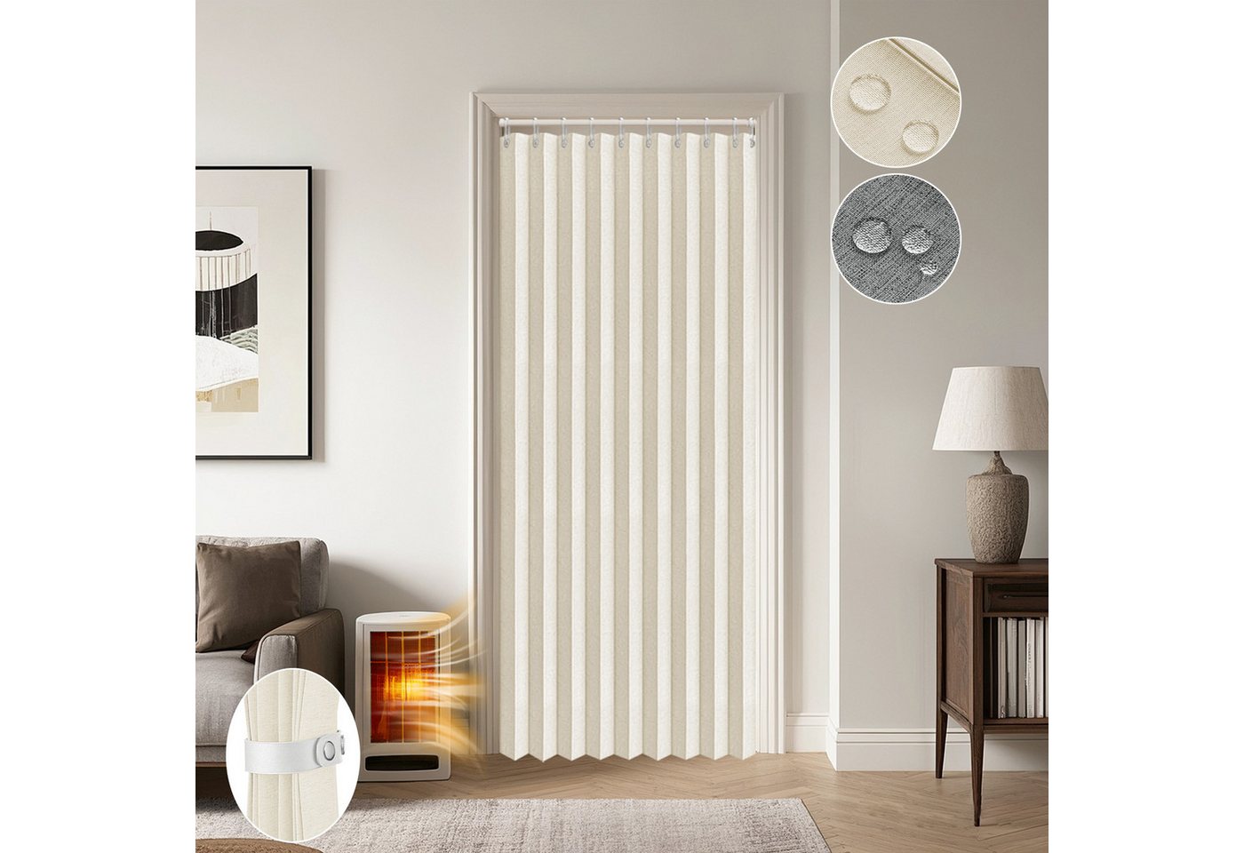 Jibenhome Vorhang Türvorhang Wasserdichter Vorhang für Schlafzimmer,Sichtschutzvorhang (1 St), abdunkelnd, Raumteiler Terrassenvorhang mit Haken,für Küche Wohnzimmer von Jibenhome