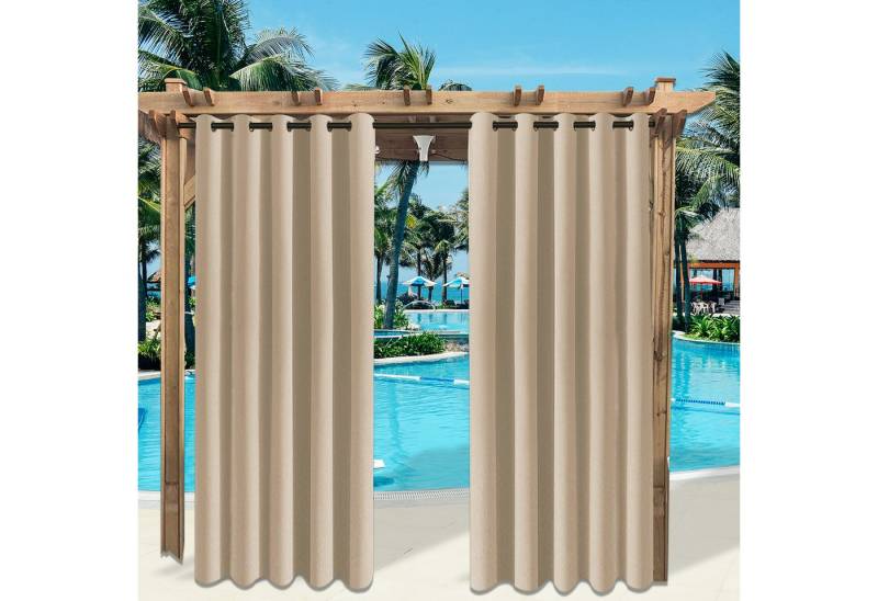Jibenhome Outdoorgardine Vorhänge Gardinen mit ösen Wasserdicht (1 St), stark perforiert, Winddicht von Jibenhome