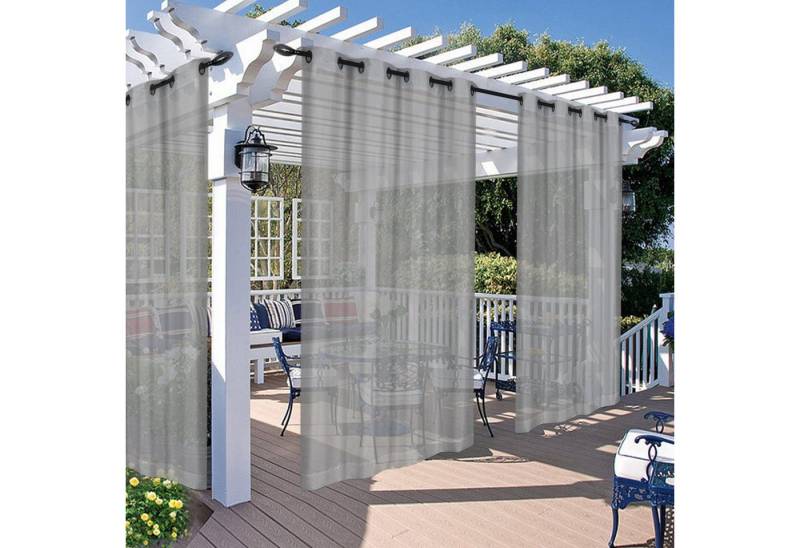 Jibenhome Outdoorvorhang Transparent Outdoor Vorhang mit Ösen,Spritzwassergeschützt (2 St), für Balkon Terrasse Rasen von Jibenhome