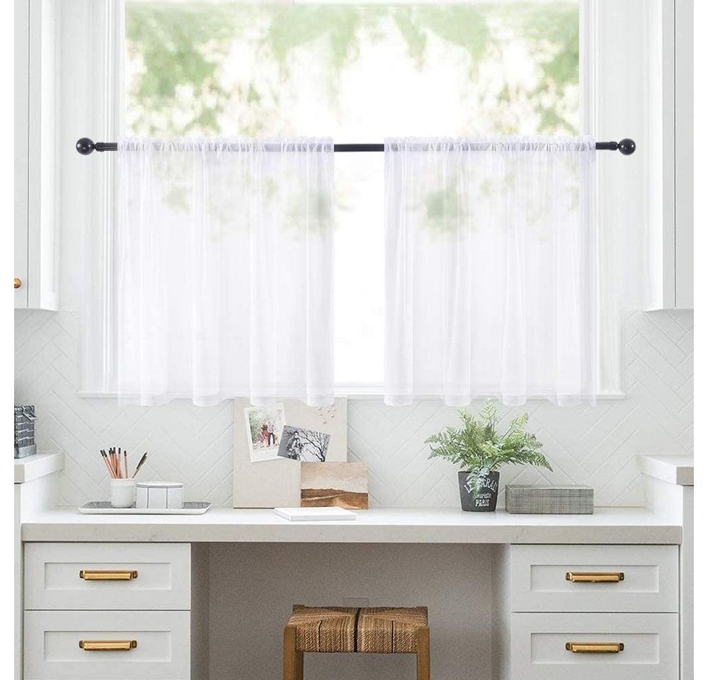 Jibenhome Scheibengardine Bistrogardine,Kurzgardine,Voile Gardinen, (2 St), transparent, kräuselband von Jibenhome