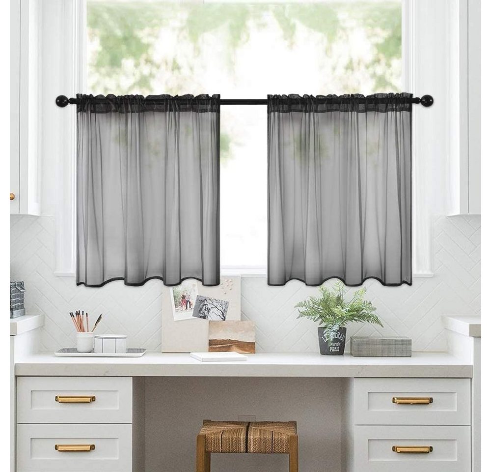 Jibenhome Scheibengardine Bistrogardine,Kurzgardine,Voile Gardinen, (2 St), transparent, kräuselband von Jibenhome