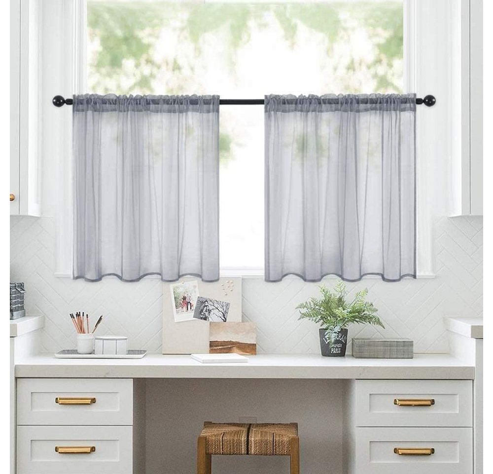 Jibenhome Scheibengardine Bistrogardine,Kurzgardine,Voile Gardinen, (2 St), transparent, kräuselband von Jibenhome