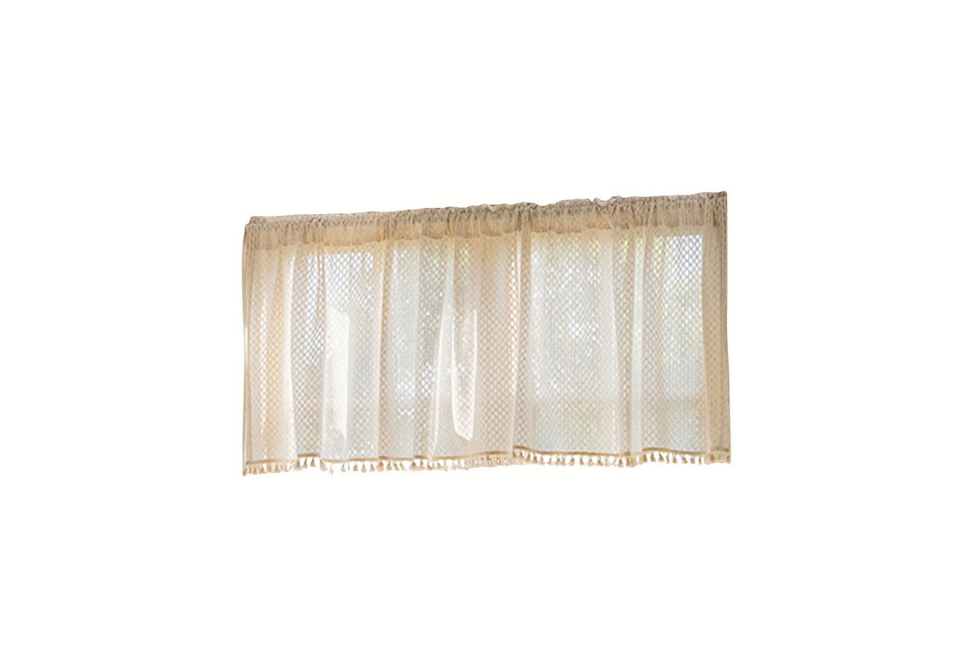 Jibenhome Scheibengardine Boho Scheibengardinen Beige Halbtransparent Bistrogardine Kurzgardine, (2 St), Kurz Küchengardinen, Leinen Gardinen für Wohnzimmer Schlafzimmer Flur von Jibenhome