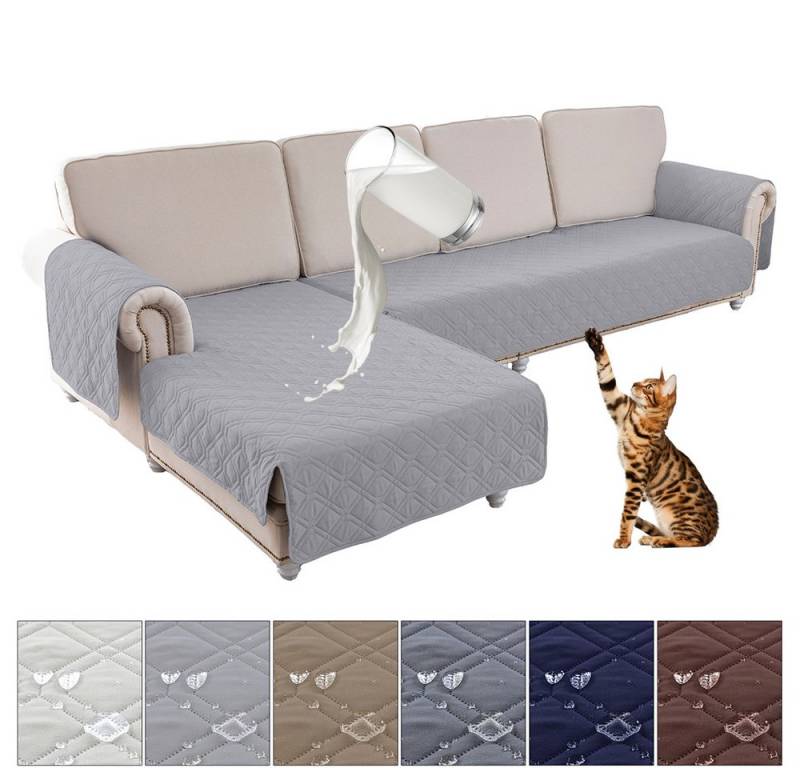 Jibenhome Sofabezug 100% Wasserdicht Sofabezüge L-Form, 2 Stück Couchüberzüge Sofahusse, Sofaschoner Sofa Schutz Abdeckung,Rutschfes Ecksofa Sofaüberwurf Hunde von Jibenhome