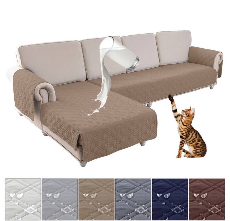 Jibenhome Sofabezug 100% Wasserdicht Sofabezüge L-Form, 2 Stück Couchüberzüge Sofahusse, Sofaschoner Sofa Schutz Abdeckung,Rutschfes Ecksofa Sofaüberwurf Hunde von Jibenhome
