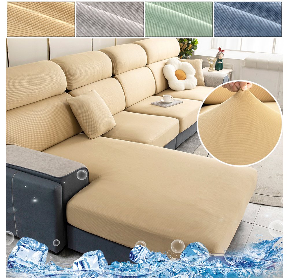 Jibenhome Sofahusse Sofa überzug 3 Sitzer, Sitzkissenbezug für Couch Stretch, Sofa Cover, Sofabezug 1/2 Sitzer, Couch bezüge Summer Kühlung Elastischer Husse von Jibenhome