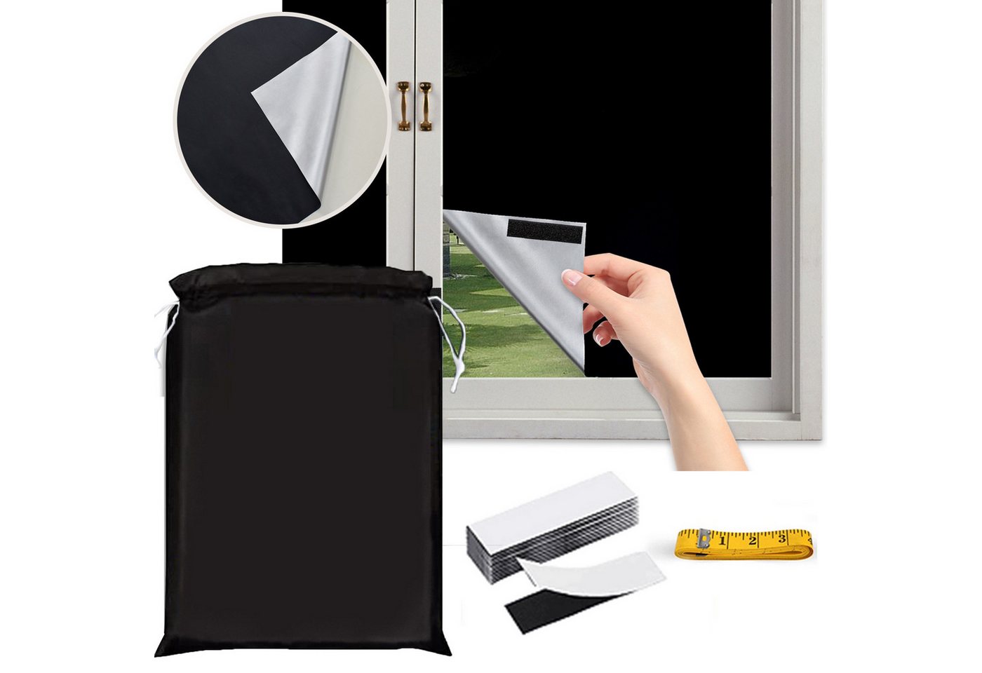Verdunklungsrollo DIY Verdunkelungsvorhang mit Magic Tape, Verdunkelung, 90% Blackout, Jibenhome, Klettverschluss, Magisches Klebeband, Tragbar Verdunklungsrollo DIY Verdunkelungsvorhang mit Magic Tape, Verdunkelung, 90% Blackout, Jibenhome, Klettverschluss, Magisches Klebeband, Tragbar von Jibenhome