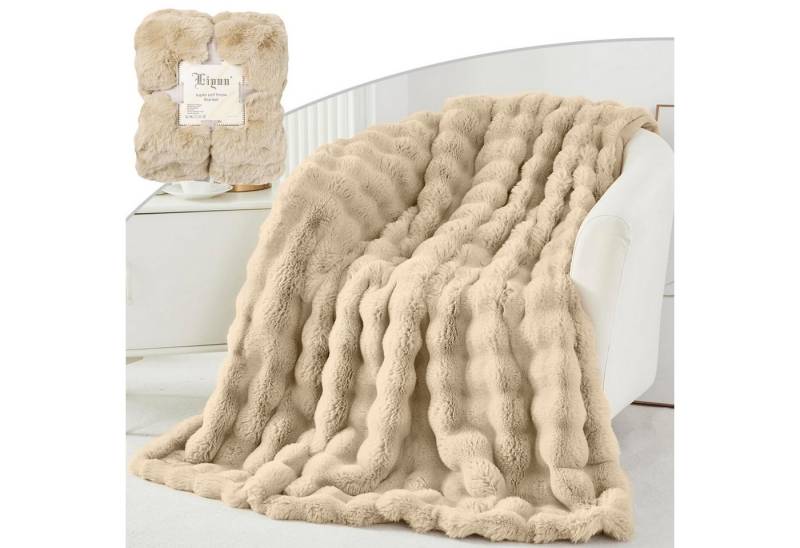 Wohndecke Sofadecke Welle Plüschdecke Zotteldecke Felldecke Babydecke, Jibenhome, Künstlich Kaninchenfell von Jibenhome