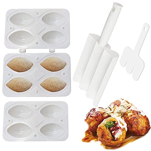 2 Stück Küche Fleischbällchen Maker Set, Kreative Küche Dreifach-Fleischbällchen-Hersteller+Fleischbällchen Werkzeug DIY Hausgemachte Gefüllte Meatloaf Maker von Jicyor