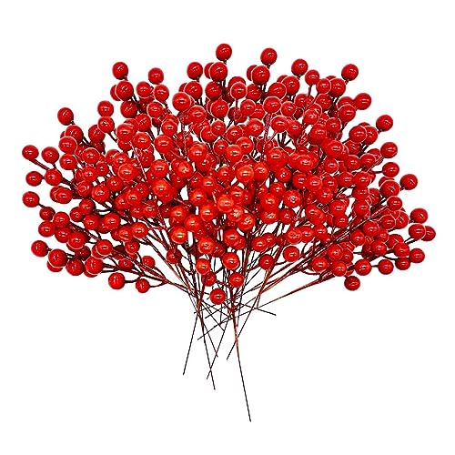 Jicyor 20 Stück Rote Beeren Weihnachten, 27CM Künstliche Rote Beeren Dekoration,Rote Beeren Gefälschte Burgunderbeere für Weihnachtsbaum Dekoration Blumensträuße und Heimdekoration von Jicyor