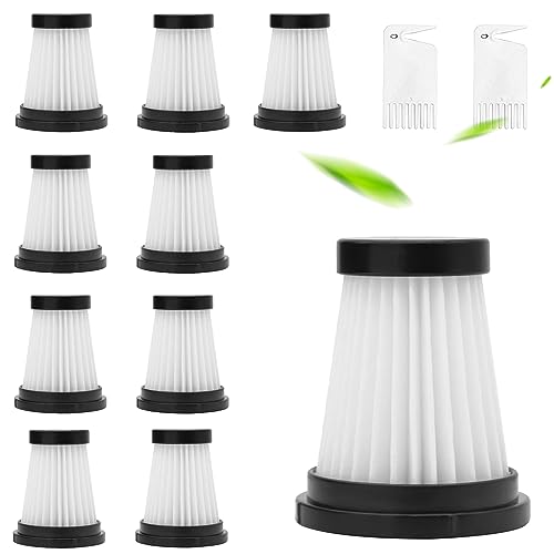 10 Stück für Hepa Filter Set, Staubsaugerfilter, für Genius Invictus One 1.0 X7 2.0 Zubehör für Filterstaubsauger, Waschbarer Hepa Filter Pack, mit Reinigungsbürst, für Handstaubsauger Filter (12) von JidRMC
