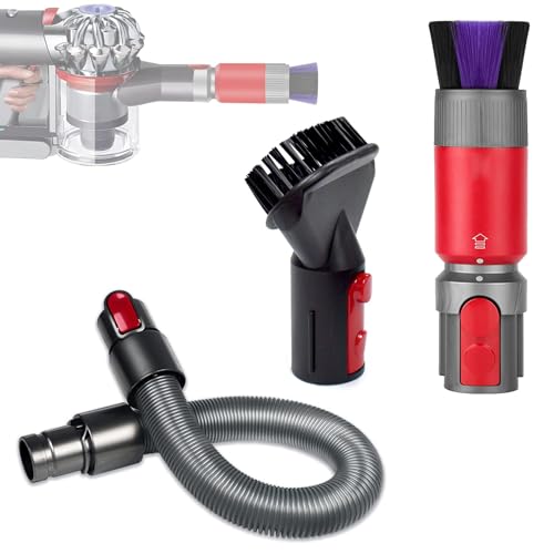 3 Stück Rückstandsloser Staubpinsel Staubsauger Zubehör Set, Kratzfreie Staubbürste für Dyson Schlauch V7/V8/V10/V11/V12/V15 Zubehör, Verlängerung Flexibler Schlauch für Dyson (1) von JidRMC