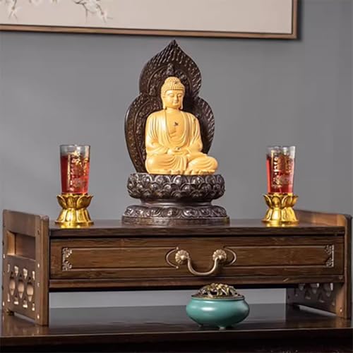 Buddhistischer Altarschrank, Kleiner Puja-Tisch, Bambus-Konsolentisch, Buddhistischer Gebetsaltartisch mit Schublade, Eingangstisch im japanischen Stil fürs Wohnzimmer(Walnut color,69x25x16.5cm) von Jidanmian