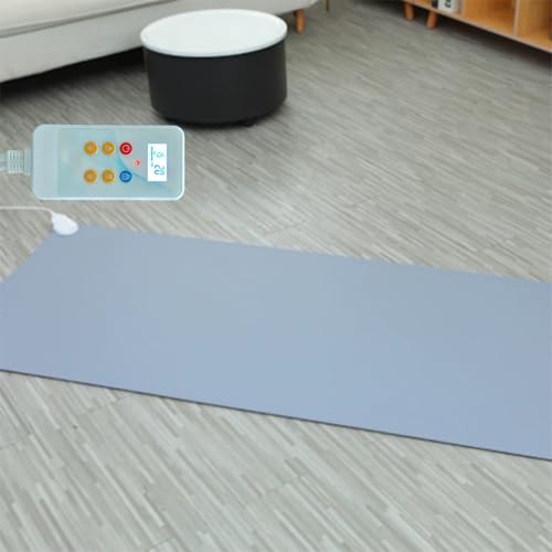 Carbon-Kristall-Bodenheizmatte, beheizter Bodenteppich, Raumheizung, wasserdicht, einstellbare Temperatur, 12-Stunden-Timer, elektrischer Graphen-Heizteppich für Büro(100x120cm) von Jidanmian