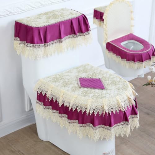 Jidanmian 3-teiliges Toilettensitz-Set, weicher Mikrofaser-Toilettendeckelbezug, wärmende, Bequeme Sitzkissen, Toilettenmatte mit Stickerei für alle Jahreszeiten(C) von Jidanmian