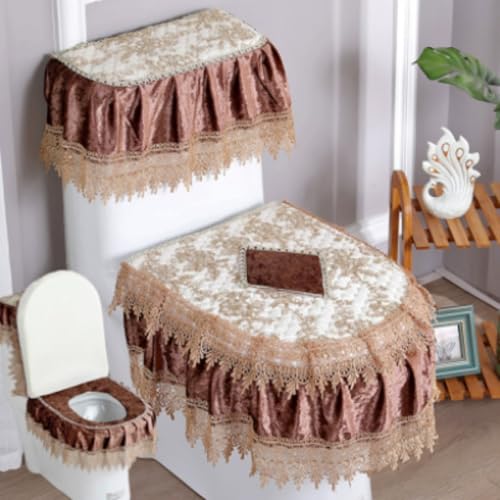 Jidanmian 3-teiliges Toilettensitz-Set, weicher Mikrofaser-Toilettendeckelbezug, wärmende, Bequeme Sitzkissen, Toilettenmatte mit Stickerei für alle Jahreszeiten(D) von Jidanmian
