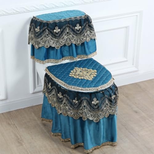 Jidanmian 3-teiliges Toilettensitzbezug-Set, Samt-Spitzen-Toilettenmatten-Set, Doppelreißverschluss-Toilettensitzbezug/Deckelbezug/Tankbezug-Set, Badezimmer-Dekoration(D) von Jidanmian