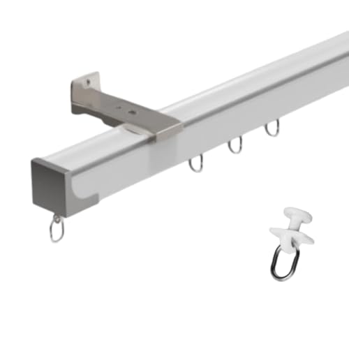 Jidanmian Deckengardinenschiene, Aluminium-Gardinenschienen-Set, Wandgardinenschiene, Einzelfensterstangen für Wohnzimmer, Schlafzimmer, Raumteiler, Weiß(280cm,Side-Mounted) von Jidanmian