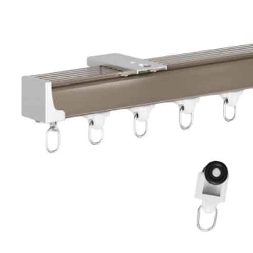 Jidanmian Deckenvorhangschiene, Aluminiumlegierung, Schiebegardinenschiene für Wohnzimmer, Schlafzimmer, Raumteiler(Brown,66.93in) von Jidanmian