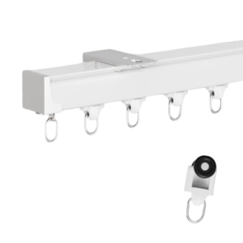 Jidanmian Deckenvorhangschiene, Aluminiumlegierung, Schiebegardinenschiene für Wohnzimmer, Schlafzimmer, Raumteiler(White,106.3in) von Jidanmian