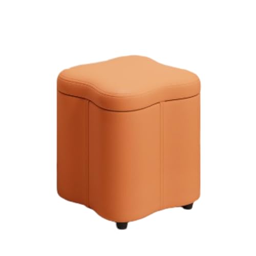 Jidanmian Gepolsterte Fußstütze mit Stauraum für den kleinen Eingangsbereich, multifunktionale Ottomane mit rutschfestem Fußpolster, hochelastischer Schaumstofffüllung, abgerundeten Ecken(Orange) von Jidanmian
