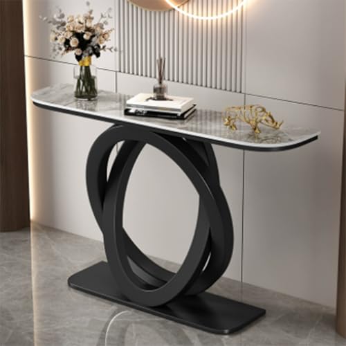 Jidanmian Goldener Konsolentisch, Industrieller Flur-Sofatisch, Moderner Eingangstisch mit geometrischem Metallrahmen, Schiefer-Konsolentisch für Wohnzimmer, Foyer(Black,47.24in) von Jidanmian