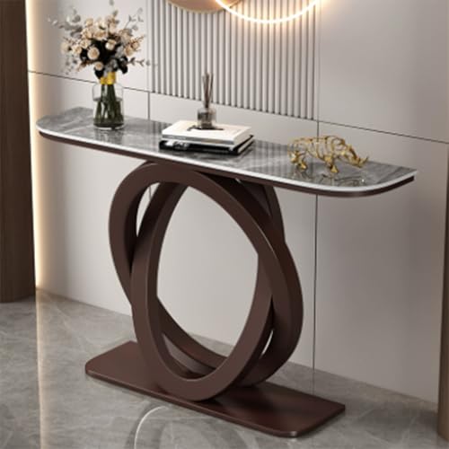 Jidanmian Goldener Konsolentisch, Industrieller Flur-Sofatisch, Moderner Eingangstisch mit geometrischem Metallrahmen, Schiefer-Konsolentisch für Wohnzimmer, Foyer(Bronze,47.24in) von Jidanmian