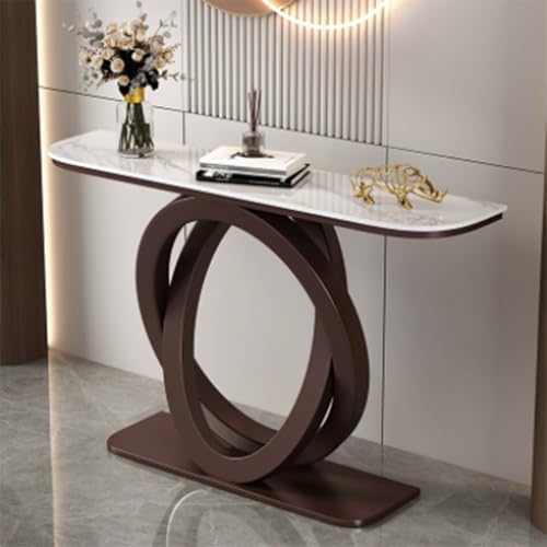 Jidanmian Industrieller Eingangstisch, moderner Konsolentisch, wasserdichte Arbeitsplatte aus dickem Schiefer, geometrisches Metallgestell, vielseitiges Buffet-Sideboard(Bronze,120cm) von Jidanmian