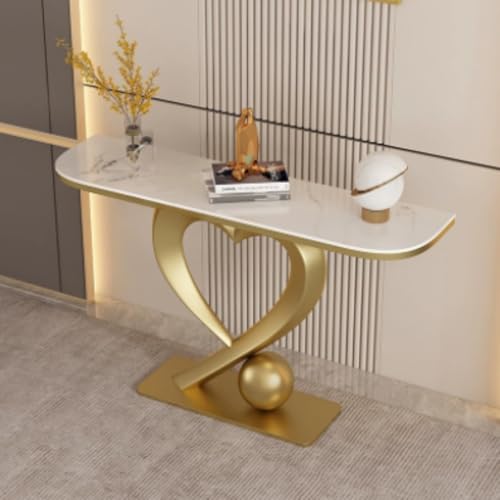 Jidanmian Industrieller Flur-Sofatisch, Konsolentisch aus Marmorimitat mit herzförmigem Fuß, schmaler, Langer Eingangstisch für Wohnzimmer, Flur und Foyer(B,120cm) von Jidanmian