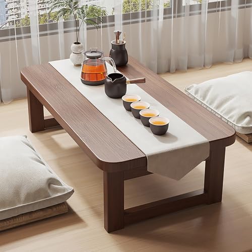Jidanmian Klappbarer Bambus-Meditationstisch, Balkontisch, Schlichter und rustikaler Erkertisch, 68 kg belastbar, tragbarer Tatami-Tisch für Esszimmer und Tee.(A,70x40x30cm) von Jidanmian