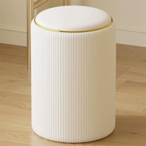 Jidanmian Leder-Fußhocker, moderner gepolsterter Schminkhocker mit abnehmbarem Deckel, wasserdichter multifunktionaler Fußhocker für den Eingangsbereich, für Wohnzimmer(White) von Jidanmian