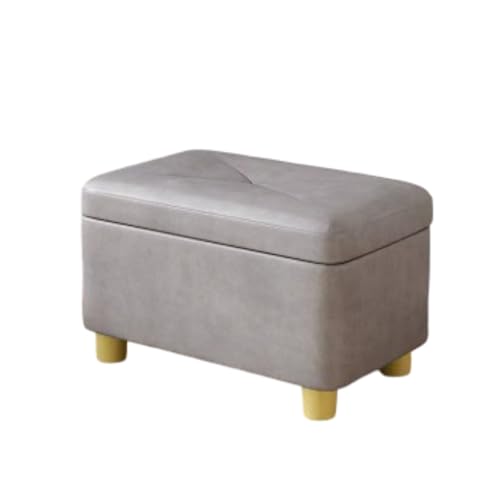 Jidanmian Leder-Fußhocker, moderner gepolsterter Sitzhocker mit Stauraum, belastbar bis 180 kg, Stauraum-Würfelhocker mit 4 dicken Holzbeinen, gepolsterter Fußhocker fürs Schlafzimmer(Gray) von Jidanmian