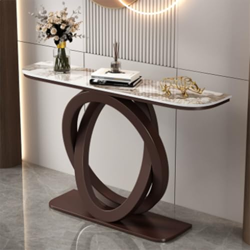 Jidanmian Moderner Konsolentisch, Industriedesign-Sofatisch für den Flur, ellipsenförmige Metallbeine, schmales Akzentdekor mit Stauraum, extralanger Eingangstisch für Wohnzimmer(Bronze,59.06in) von Jidanmian