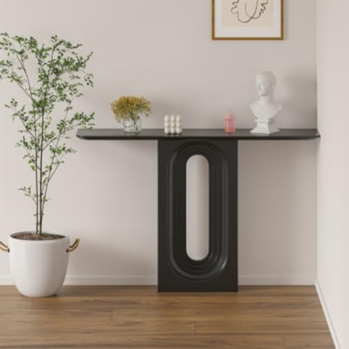 Jidanmian Moderner Konsolentisch für den Eingangsbereich, T-förmiger Konsolentisch, schmaler Sofa-Konsolentisch, Schlichter und stilvoller Eingangstisch für Wohnzimmer und Foyer(Black,120cm) von Jidanmian