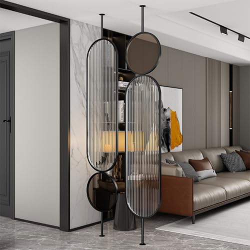 Jidanmian Moderner Raumteiler aus gehärtetem Glas, Sichtschutz, freistehende Glaswandsäule, transluzente Trennwand für Zuhause/Büro, 1 Platte(110cm/3.6ft) von Jidanmian