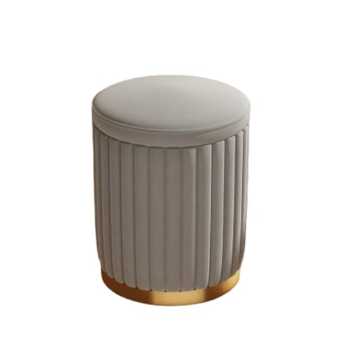 Jidanmian Multifunktionale Ottomane, Samt-Stauraumhocker, gepolsterter runder Hocker mit Silikonbasis, hochelastischer Schaumstoffpolsterung, gepolsterte Sitzfläche für Wohnzimmer(Light Gray) von Jidanmian