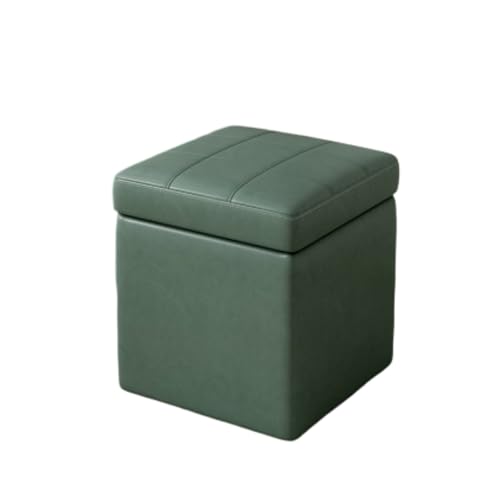 Jidanmian Quadratischer Ottoman mit Stauraum, Kleiner Fußhocker aus Leder, wasserdichter multifunktionaler Ottoman, Schminkstuhl, Bank am Fußende des Bettes für Wohnzimmer, Schlafzimmer(Green) von Jidanmian