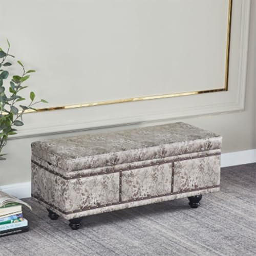 Jidanmian Rechteckiger Ottoman mit Stauraum, Klapphocker mit Metallscharnier, PU-Leder, moderner gepolsterter Sitzhocker mit Nagelkopfbesatz, für Wohnzimmer, Schlafzimmer, Wohnung(F,80x40x42cm) von Jidanmian