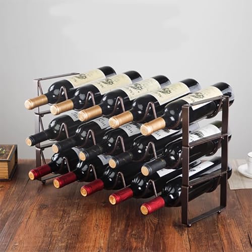 Jidanmian Stapelbares Weinregal, freistehendes Weinregal, kein Stanzen erforderlich, Retro-Weinregal aus Metall, Weinregal für Schrank, Esszimmer, Bar, Weinkeller(56x17x32cm) von Jidanmian