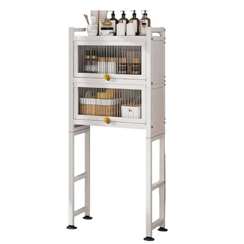 Jidanmian Toilettenregal, Badezimmerregal mit Papierhalter/Haken, freistehendes, platzsparendes Regal aus Karbonstahl für Badezimmer, Waschküche und Balkon(3-Tier) von Jidanmian