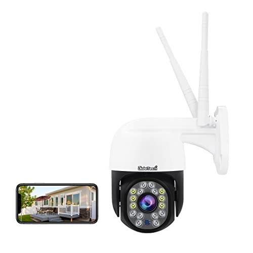 JideTech 5MP Überwachungskamera Aussen WLAN - PTZ WiFi IP Kamera Outdoor, Human Tracking, Vollfarbe bei Nachtsicht, 2-Wege-Audio, 355°/90° Schwenkbar, Kompatibel mit Alexa, Unterstützt 128GB SD-Karten von JideTech