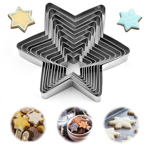 Ausstechformen Stern Set,10 Verschieden großen Edelstahl Stern Ausstechformen Plätzchen Ausstecher Mini Star Plätzchenausstecher für DIY Fondant, Kuchen, Desserts, Kekse von Jidyllic