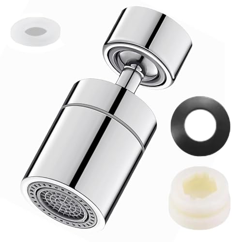 Jidyllic Kitchen Wasserhahn Aufsatz Schwenkbar,360°Drehbarer Wasserhahn Belüfter Doppelfunktion Luftsprudler mit 2 Strahlarten Drehbar Strahlregler für Küche Bad von Jidyllic